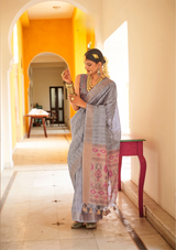 Handloom Tussar Silk Saree with Elegant Weaving – Wedding & Festive Wear