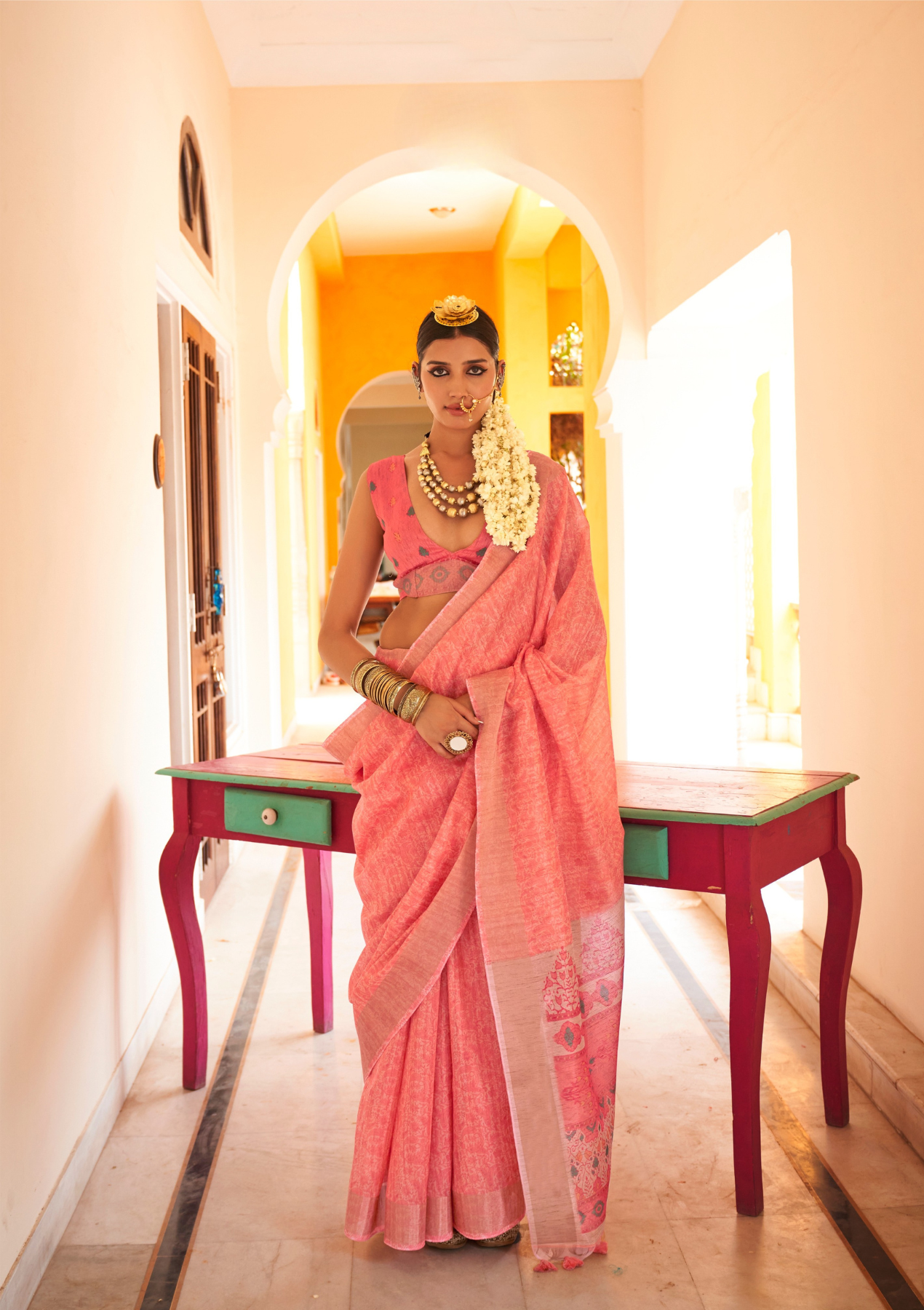 Handloom Tussar Silk Saree with Elegant Weaving – Wedding & Festive Wear