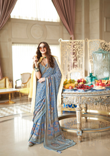 Georgette Burnout Saree with Fancy Design & Varnish Soft Finish – Party & Festive Wear