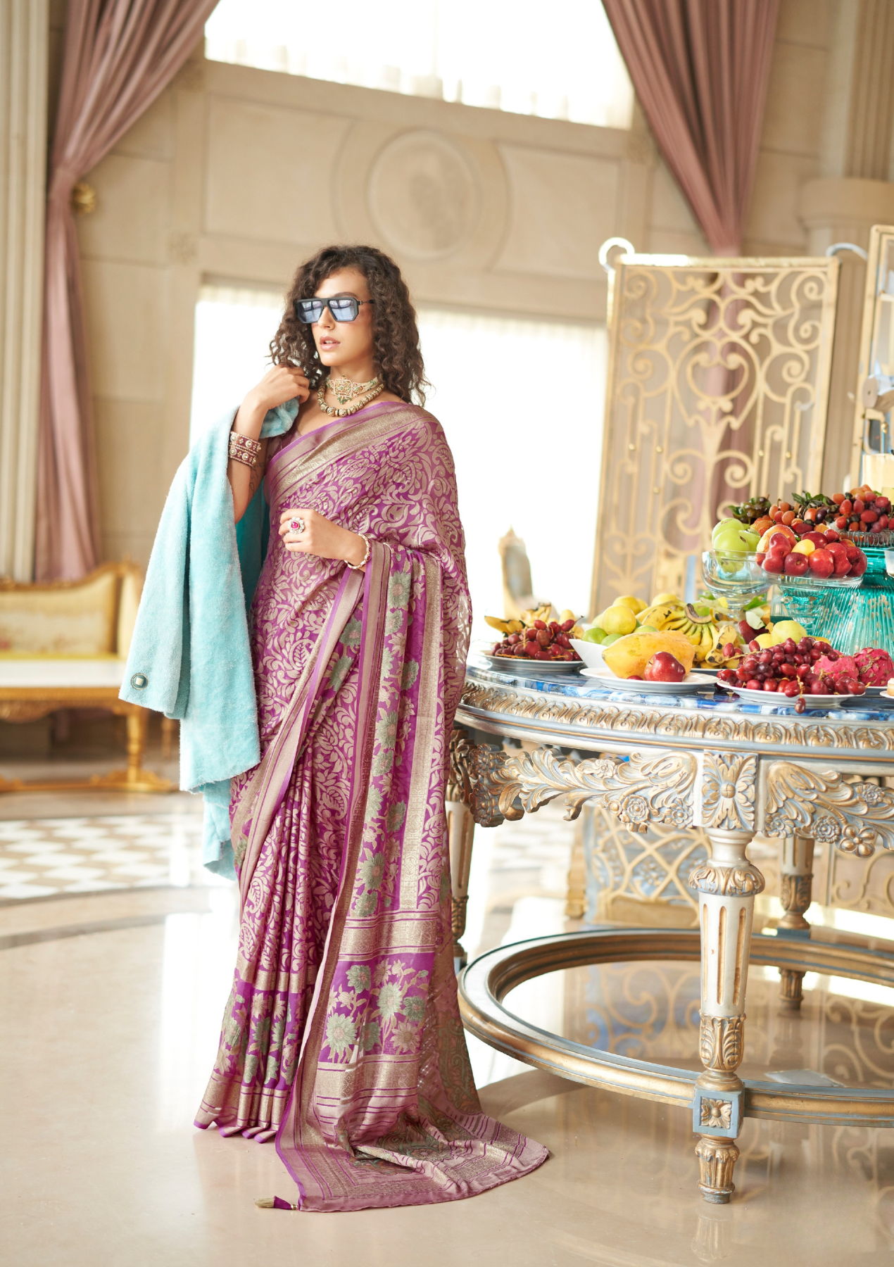 Georgette Burnout Saree with Fancy Design & Varnish Soft Finish – Party & Festive Wear