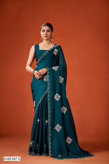 Magenta color NC Moss Saree with Beads, Sequins & Jarkan Border Work -Kotasilk