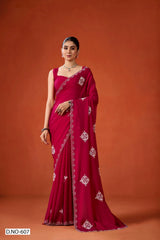Pink color NC Moss Saree with Beads, Sequins & Jarkan Border Work -Kotasilk