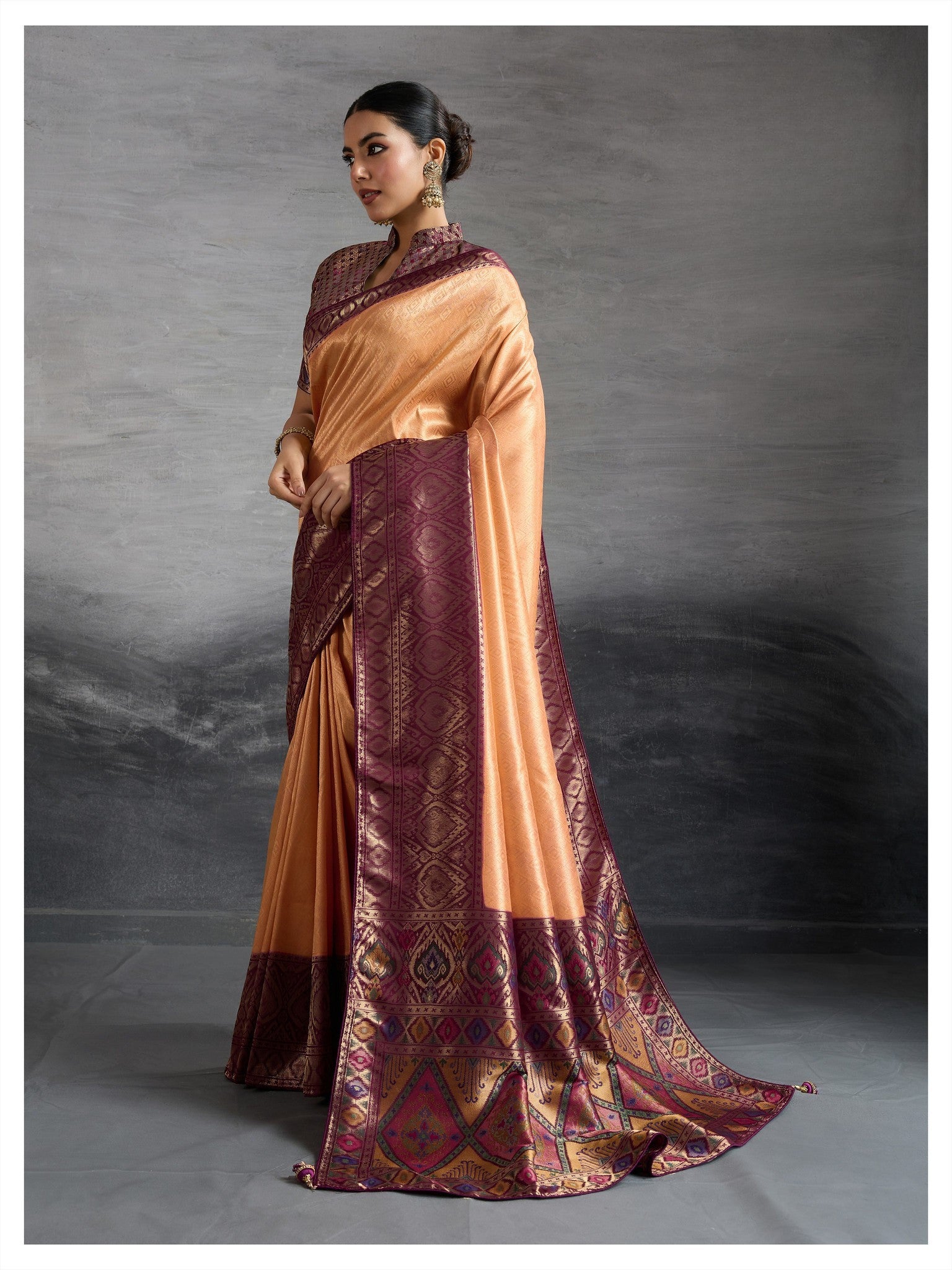 Kanjivaram Soft Silk Saree in Kadiyal Style with Meenakari Pallu – Wedding & Festive Wear