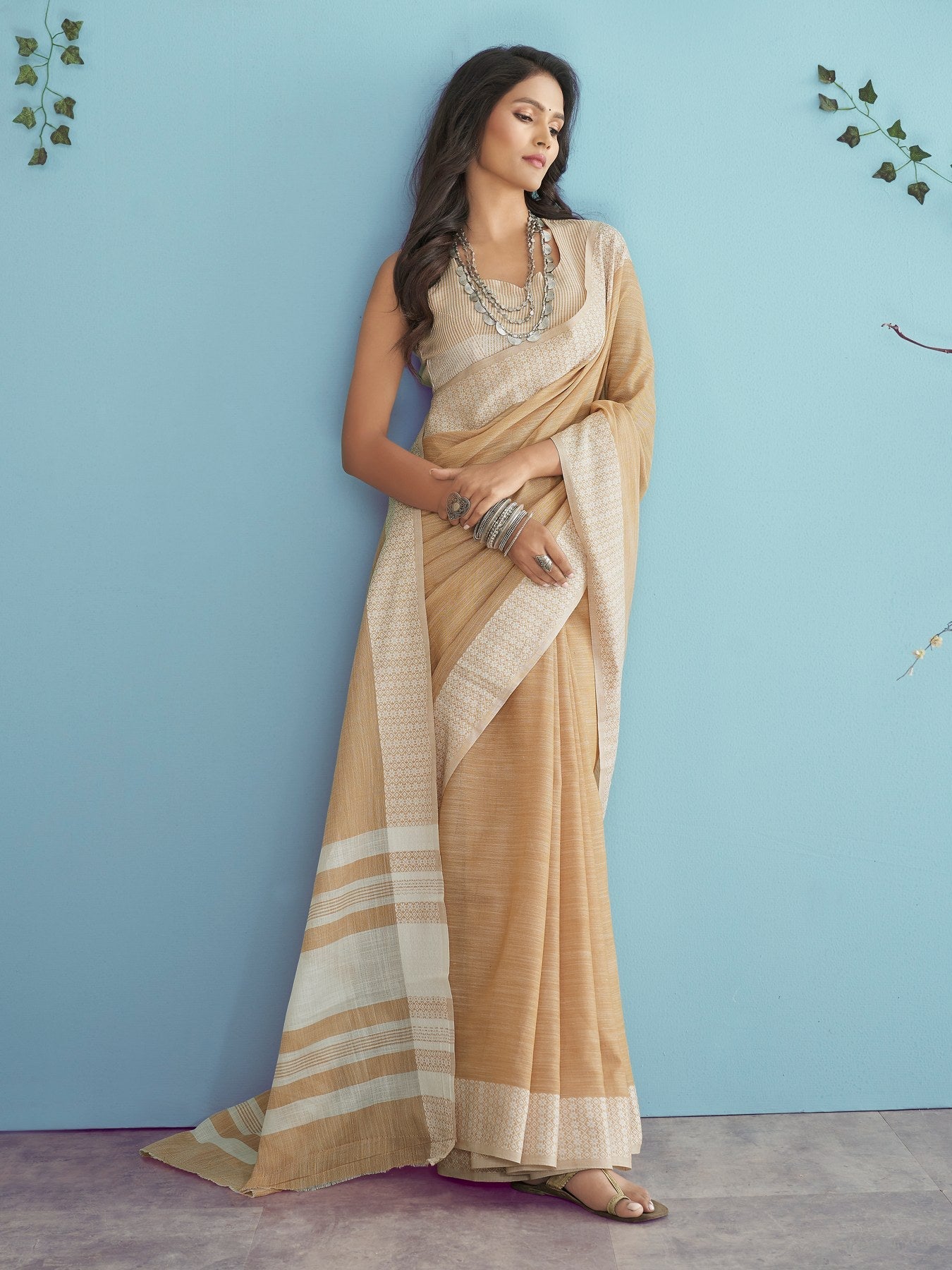 Enchanting Yellow Linen Silk Saree with Chikankari Border for Parties and Weddings