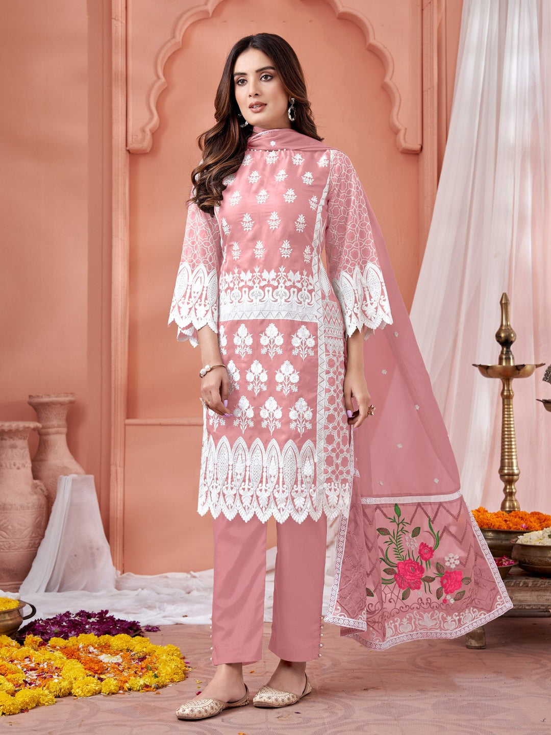 Elegant Pink Soft Organza Salwar Suit for Weddings and Parties