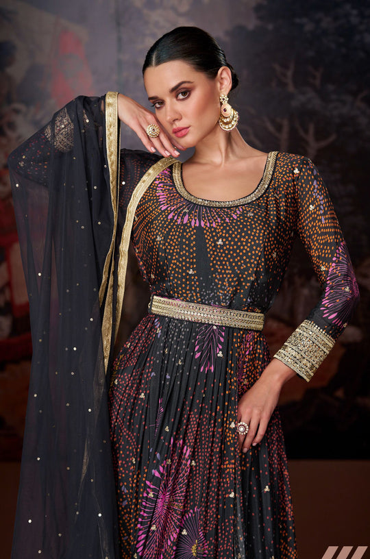 Black Georgette Wedding Wear Salwar Suit Collection with Net Dupatta