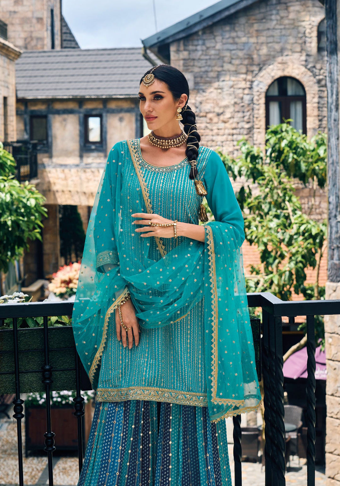 Elegant Blue Heavy Faux Georgette Embroidered Salwar Suit Set for Weddings and Parties
