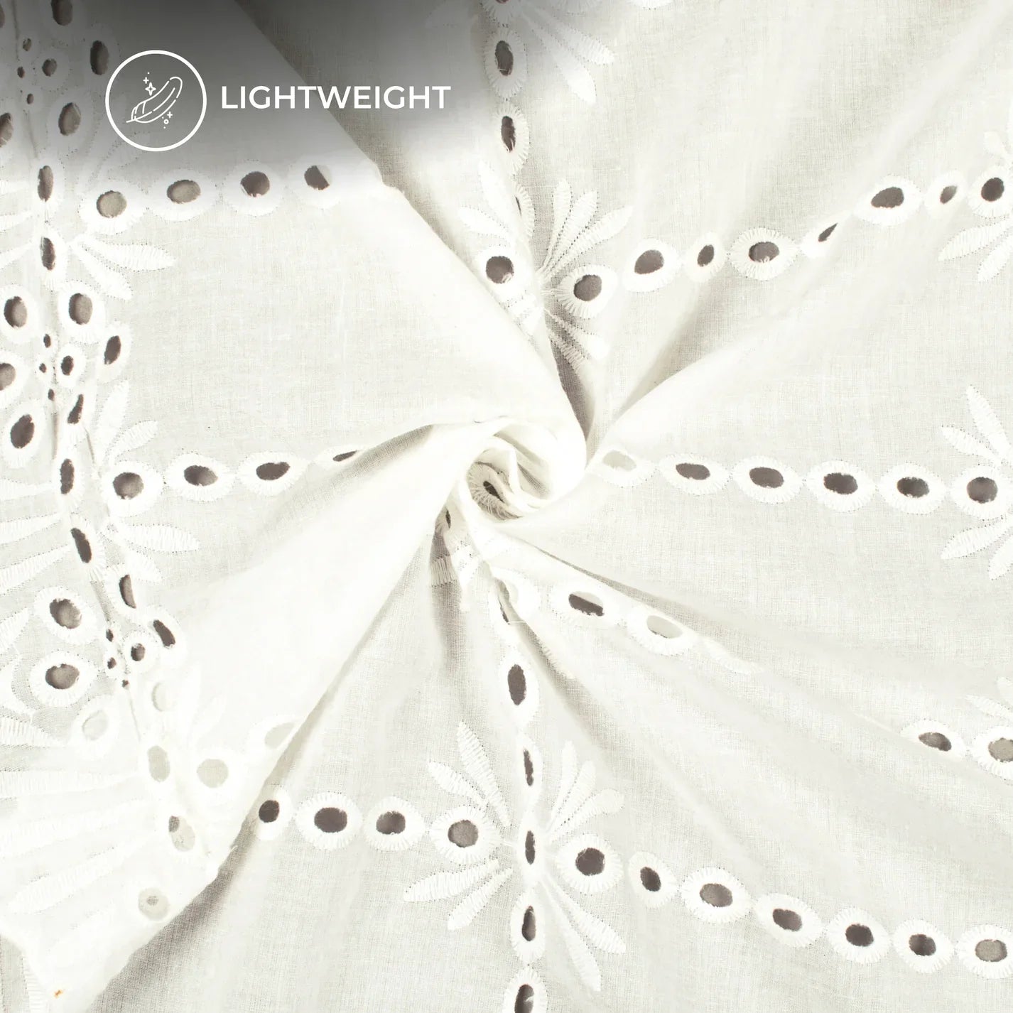 White Premium Schiffli Embroidery Dyeable Cotton Fabric