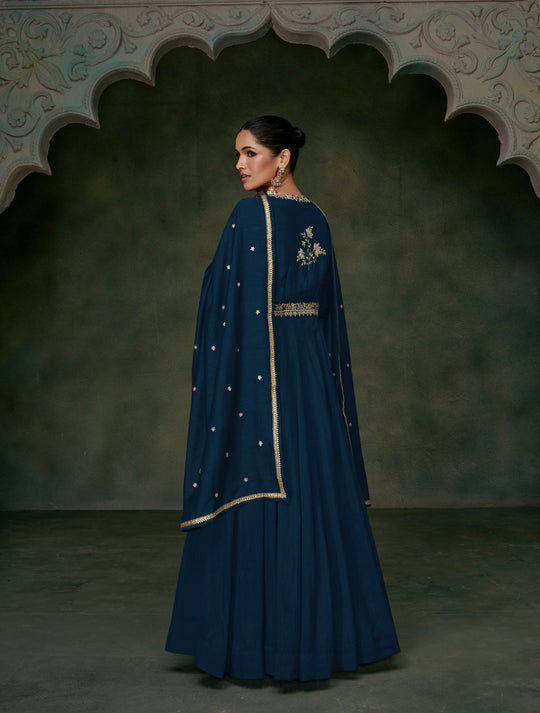 Elegant Blue Silk Gown for Weddings & Parties - Premium Quality, Stunning Style!