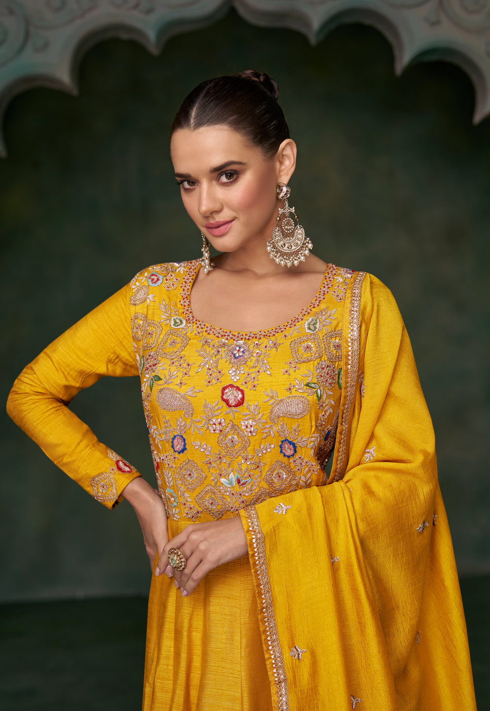 Elegant Yellow Silk Gown: Perfect for Weddings and Parties, Premium Luxury Choice
