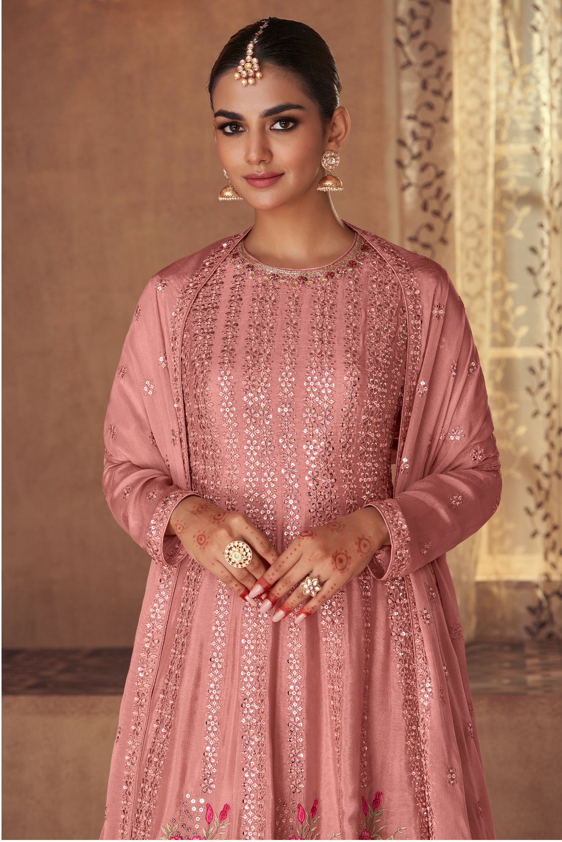 Elegant Pink Georgette Sharara Salwar Suit with Embroidery - Perfect for Parties and Weddings