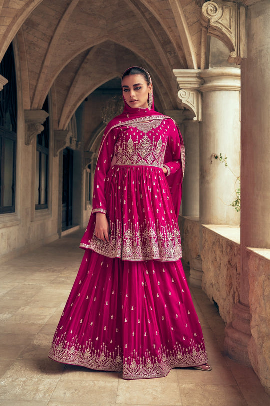 Elegant Pink Real Georgette Salwar Kameez for Party & Wedding