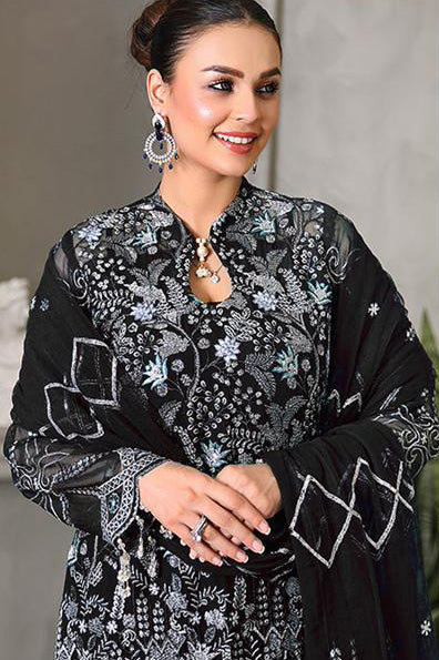 Elegant Black Silk Salwar Suit for Weddings and Parties