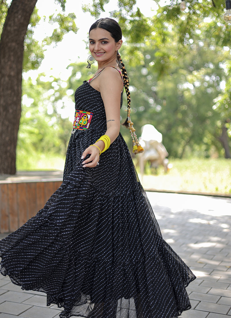 Elegant Black Georgette Gown with Stunning Embroidery for Weddings and Parties