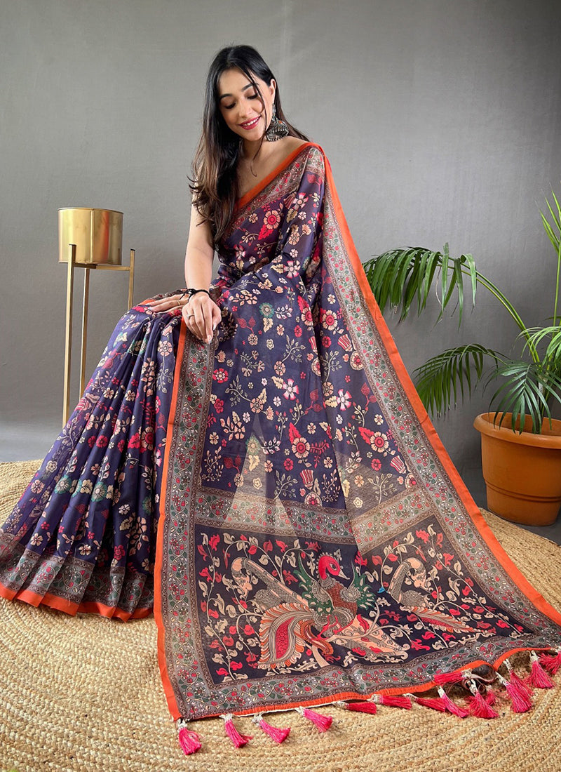 Elegance in Navy Blue: Embrace Soft Silk Sarees for Weddings and Parties