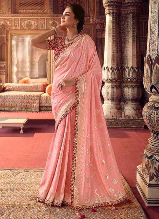 Peach Perfection: Embrace Elegance with Soft Silk Sarees for Weddings and Parties