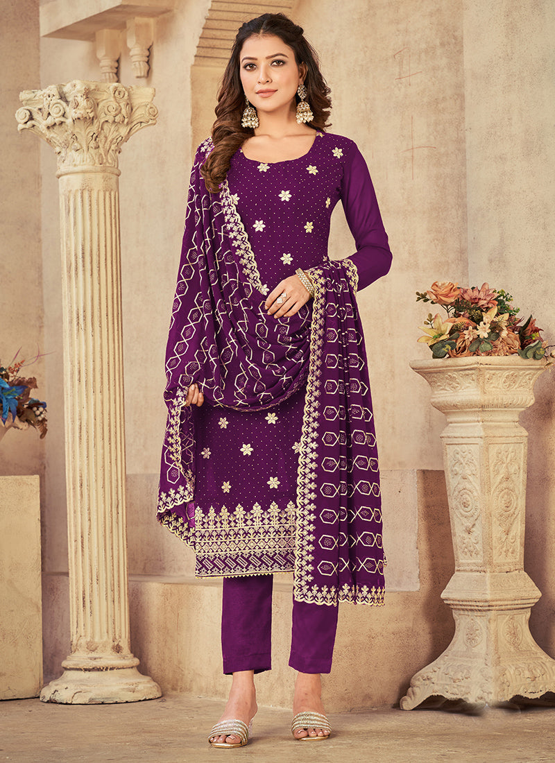 Elegant Purple Salwar Suit with Stunning Embroidery for Weddings and Parties
