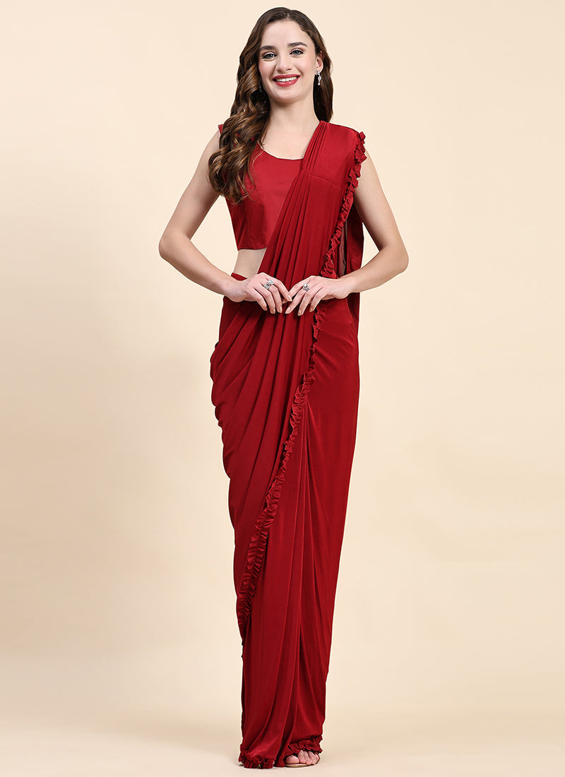 Elegant Crimson Charm: Luxurious Red Soft Silk Saree for Weddings and Parties