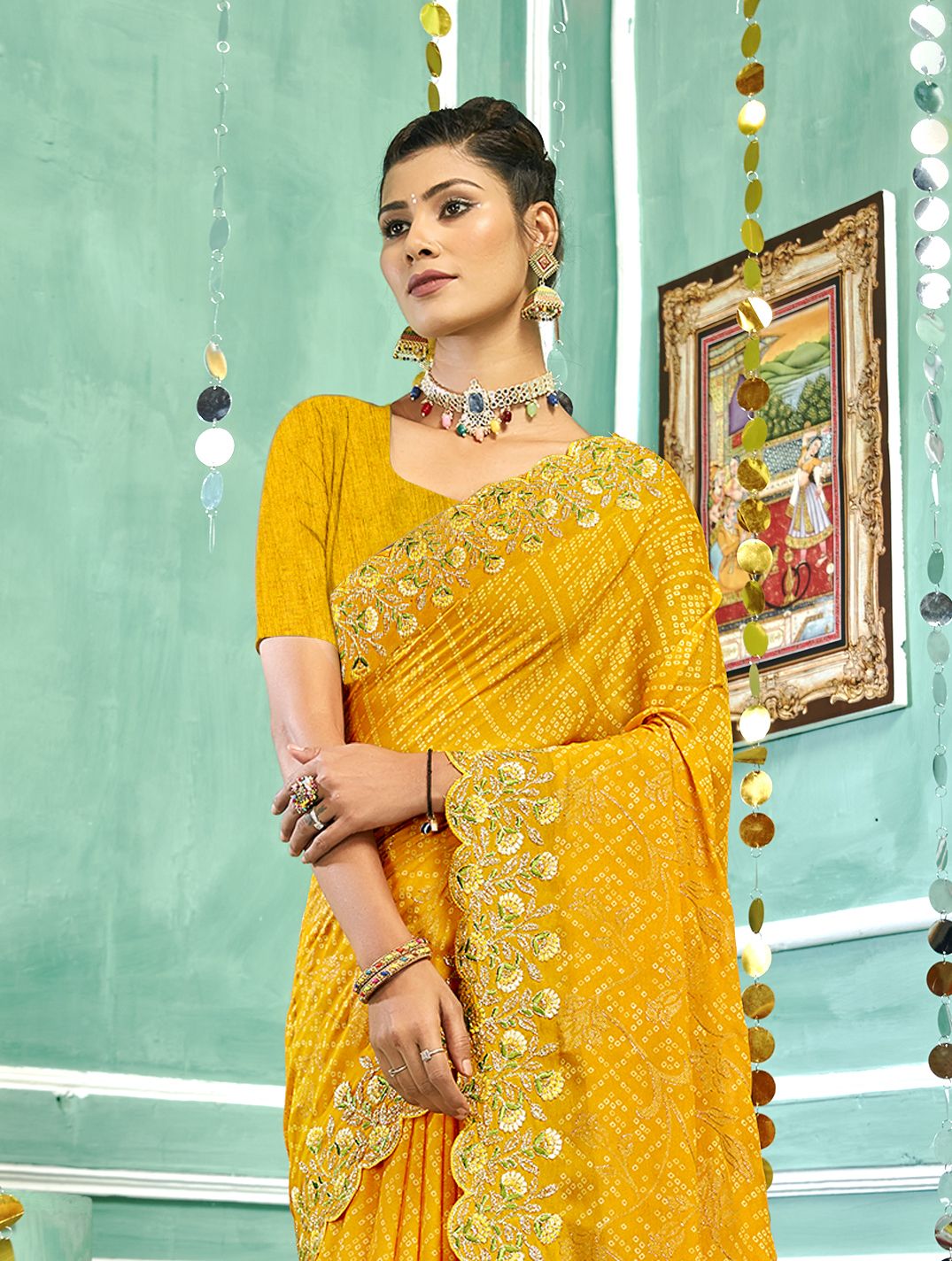 Elegant Yellow Georgette Saree for Party & Wedding Wear
