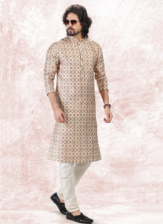 Elegant Yellow Banarasi Silk Men's Kurta for Stylish Parties and Weddings