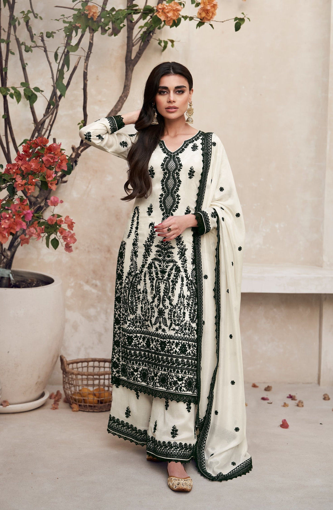 Elegant White Premium Silk Sharara Suit for Weddings and Parties