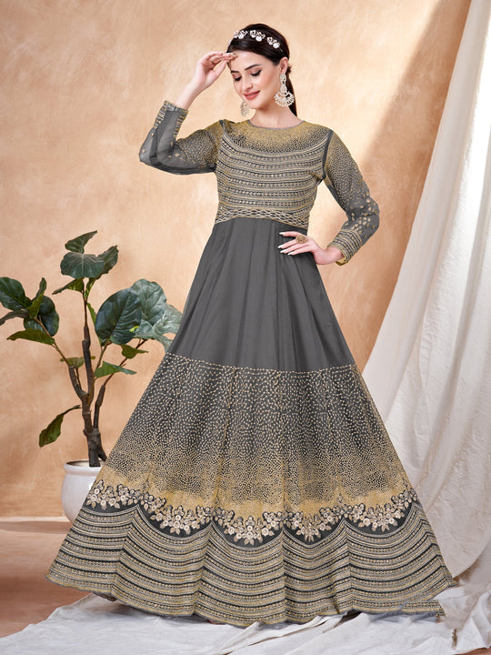 Elegant Black Net Gown for Weddings and Parties - Timeless Beauty