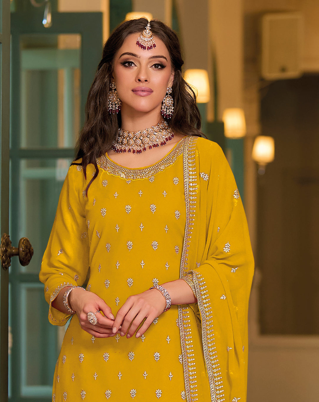Radiant Yellow Sharara Suit: Perfect for Weddings and Parties!