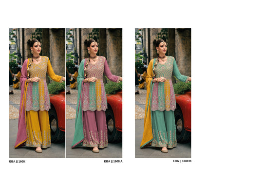 Elegant Green Chinon Sharara Suit with Diamond Embroidery for Wedding & Party