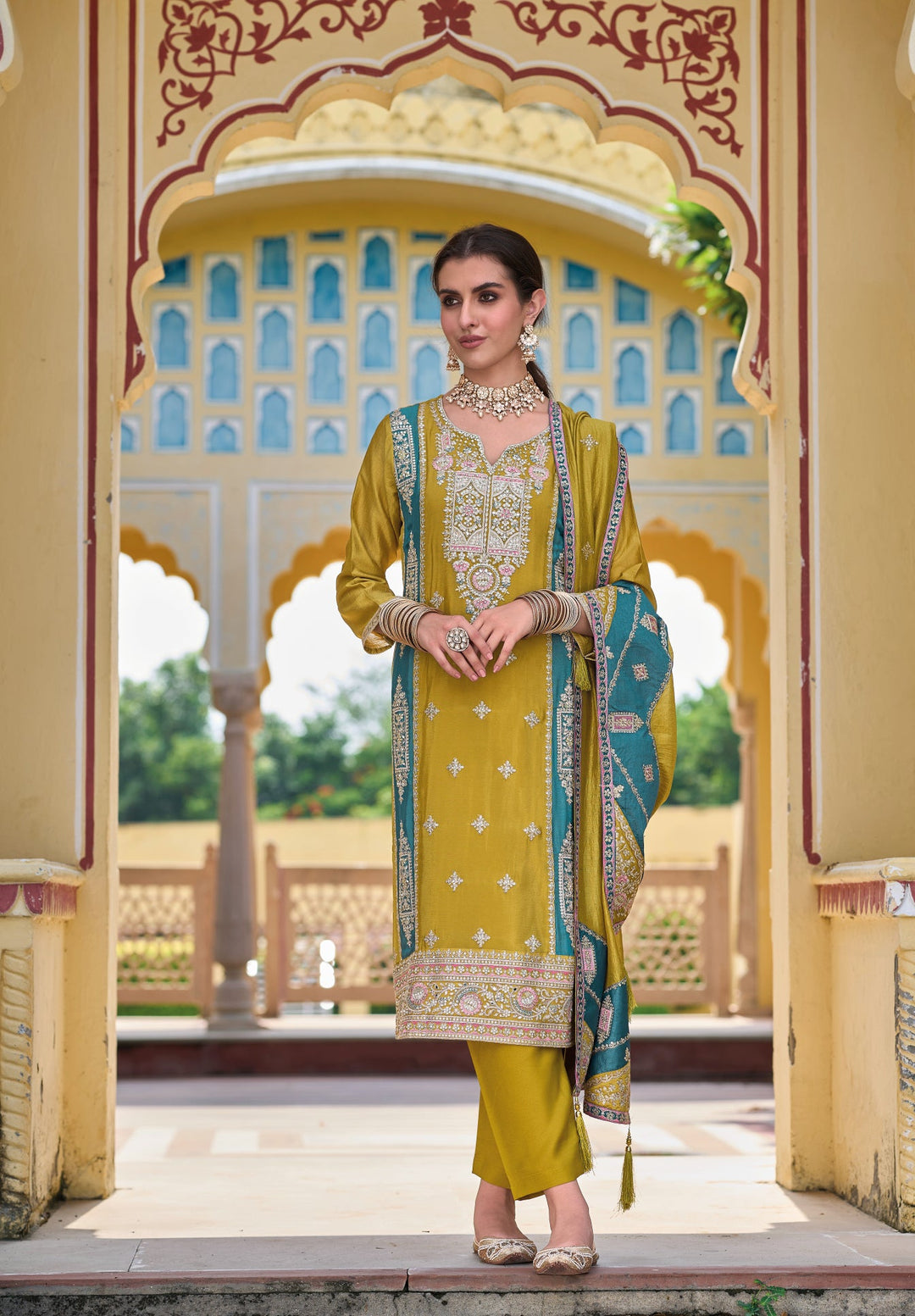 Elegant Yellow Silk Salwar Suit with Premium Embroidery for Weddings & Parties