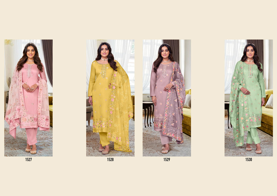 Elegant Yellow Maheshwari Silk Salwar Suit with Heavy Embroidery for Weddings & Parties