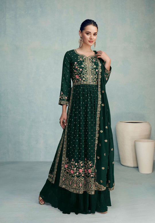 Enchanting Green Georgette Gown for Unforgettable Parties and Weddings