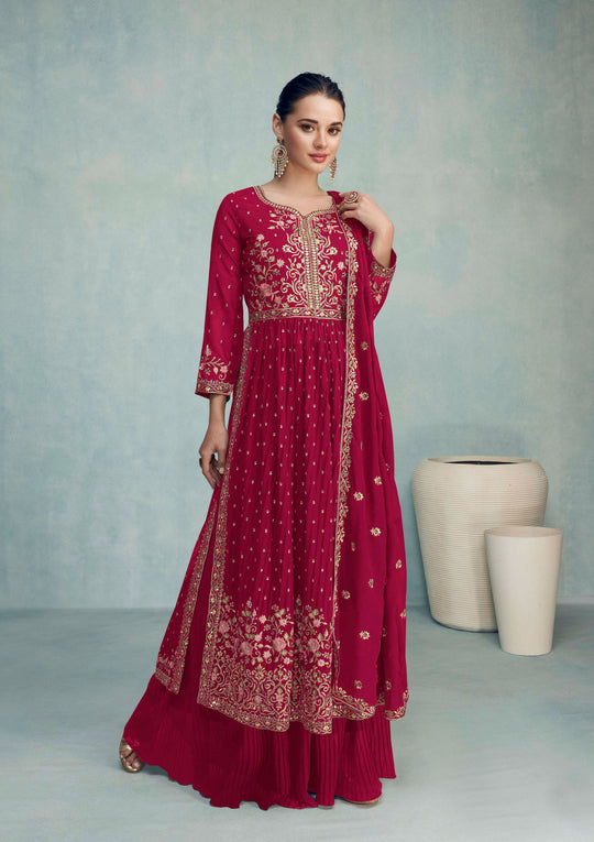Pink Blooming Georgette Gown: Perfect for Parties and Weddings
