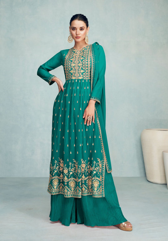 Enchanting Green Georgette Gown: Perfect for Parties and Weddings
