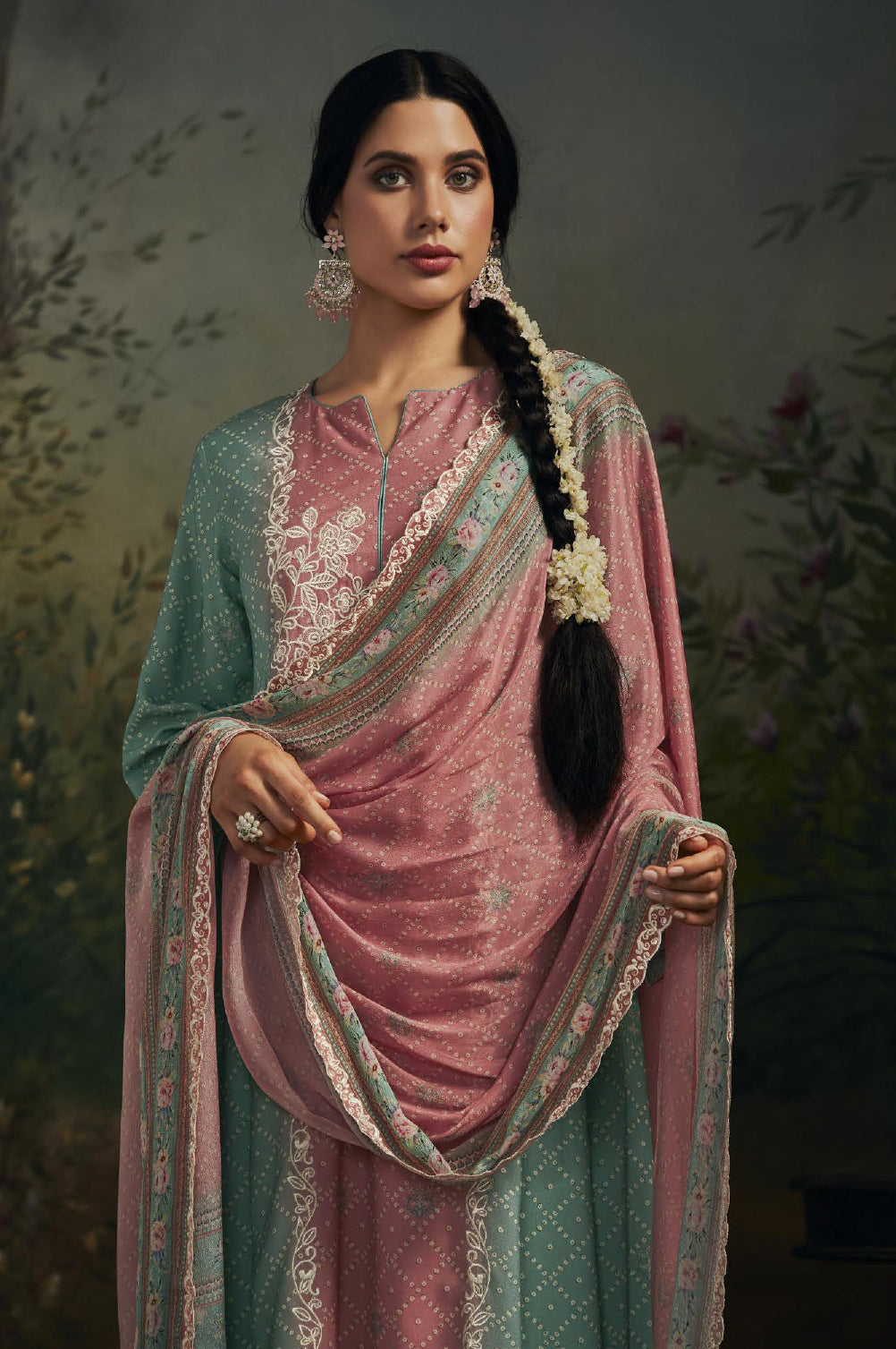 Elegant Pink Pure Maslin Silk Salwar Suit for Weddings & Parties