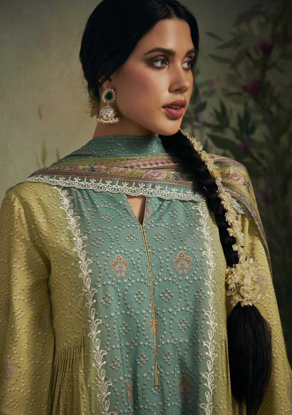 Elegant Yellow Pure Maslin Silk Salwar Suit for Weddings & Parties