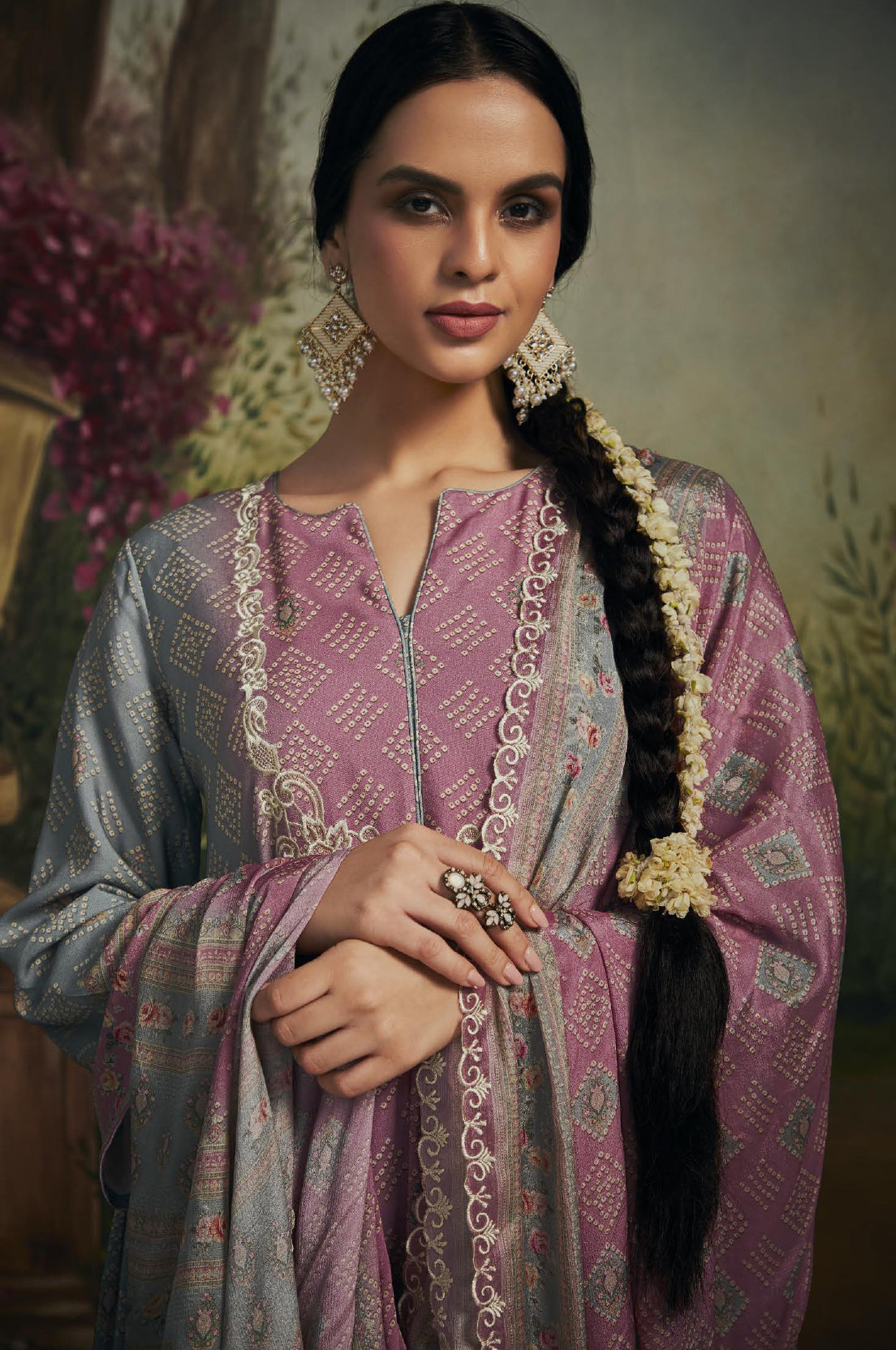Elegant Pink Pure Maslin Silk Salwar Suit for Wedding & Party