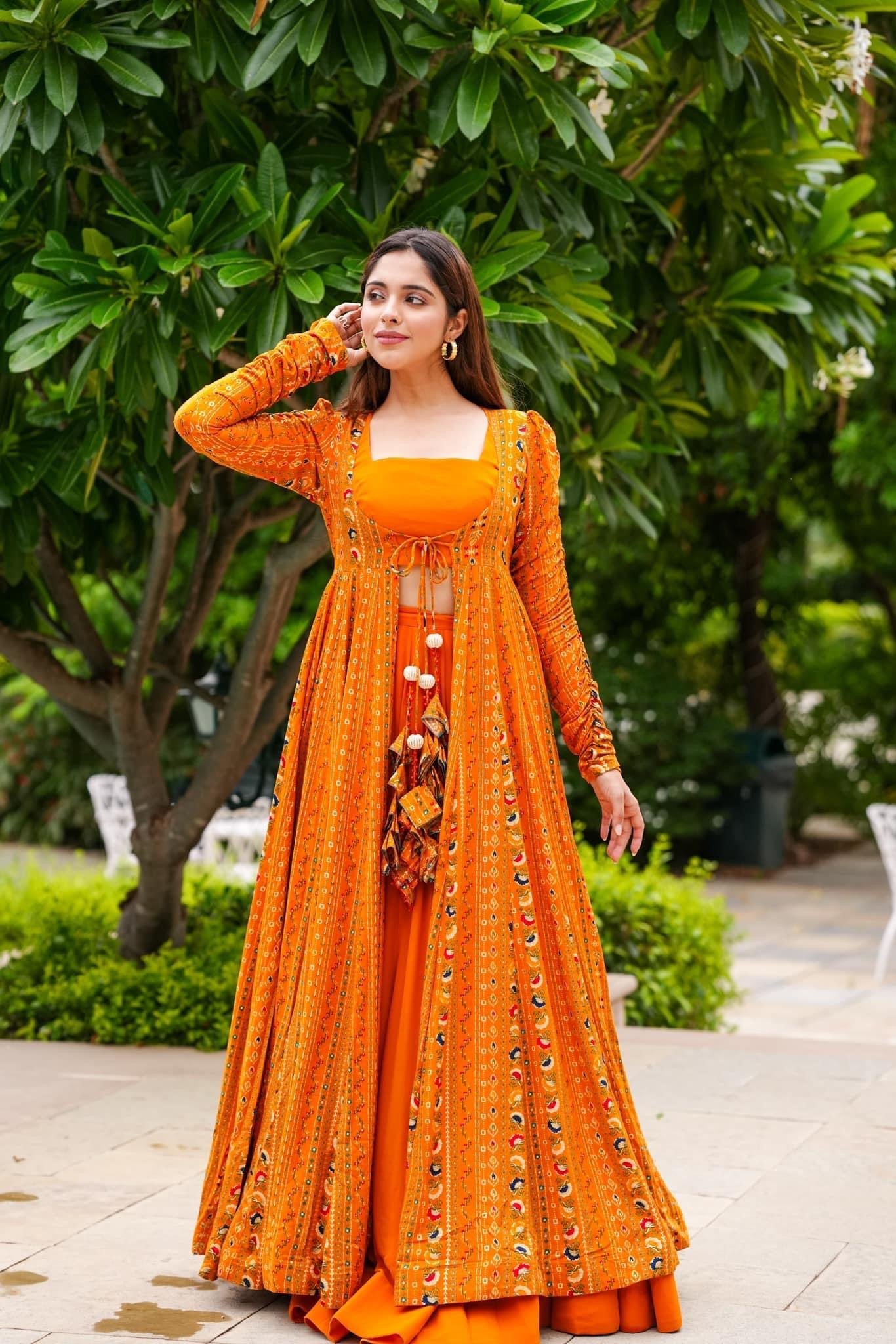 Stunning Orange Pure Rayon Lehenga Choli: Perfect Party & Wedding Wear