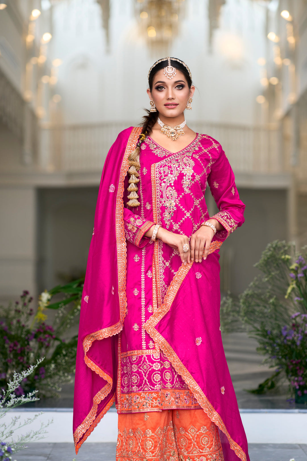 Elegant Pink Silk Salwar Suit with Heavy Embroidery for Wedding & Party Glamour