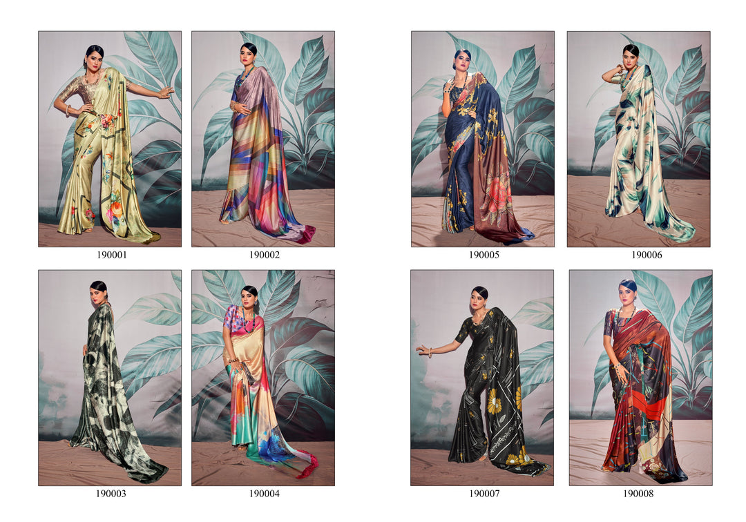 Elegant Multicolored Satin Crepe Saree with Digital Print for Weddings & Parties