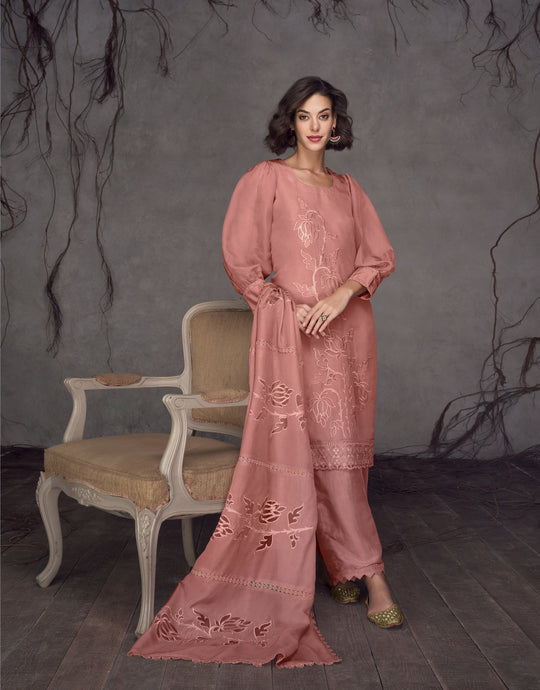 Elegant Pink Pure Silk Salwar Suit for Weddings and Parties
