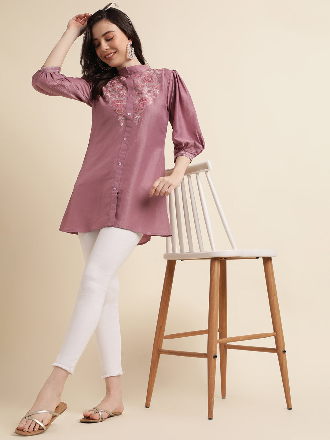 Dark Pink Embroidered Western Short Top for Stylish Partywear Look