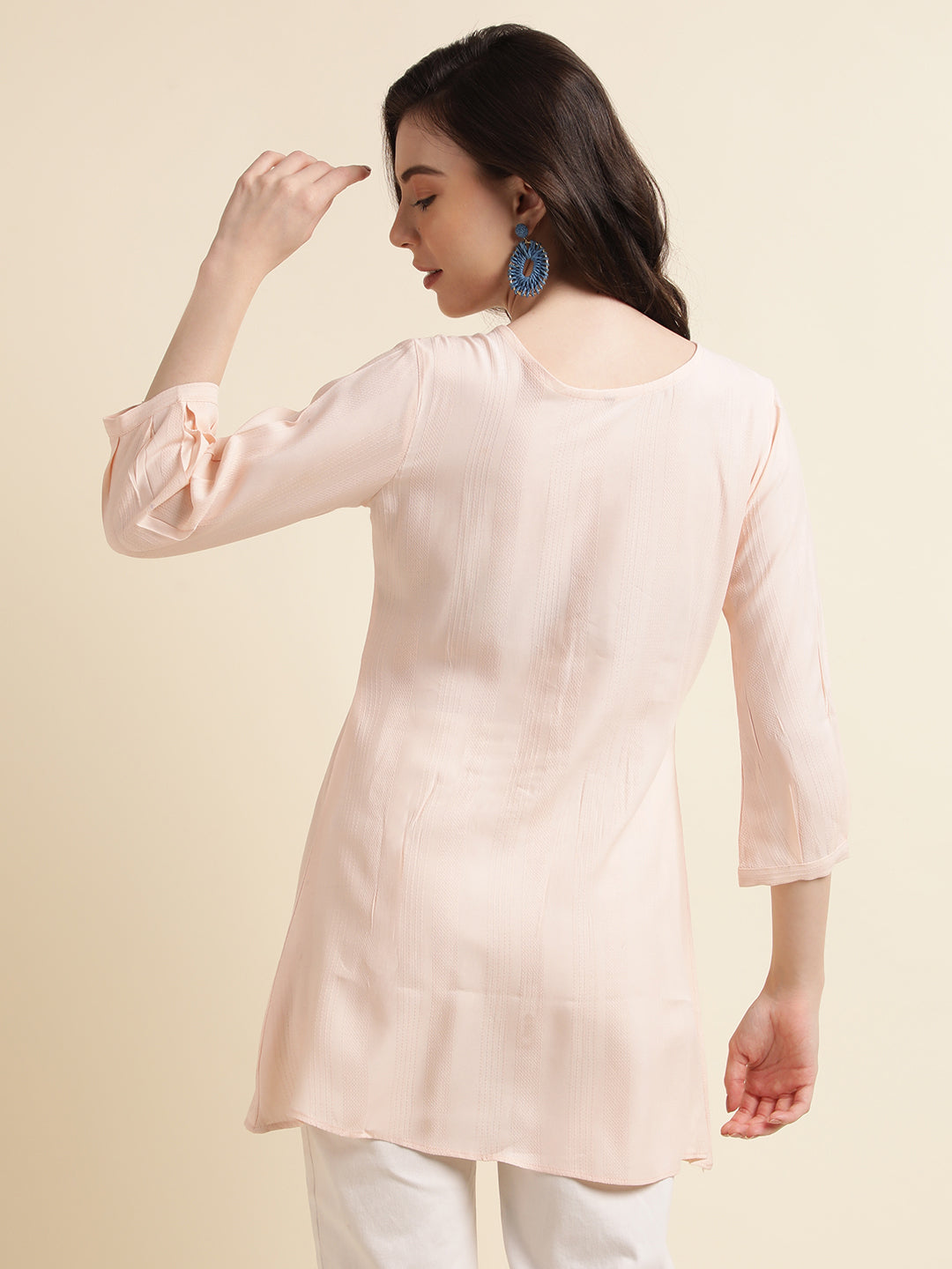 Cream Embroidered Short Top: Perfect Partywear for Western Fashion Lovers