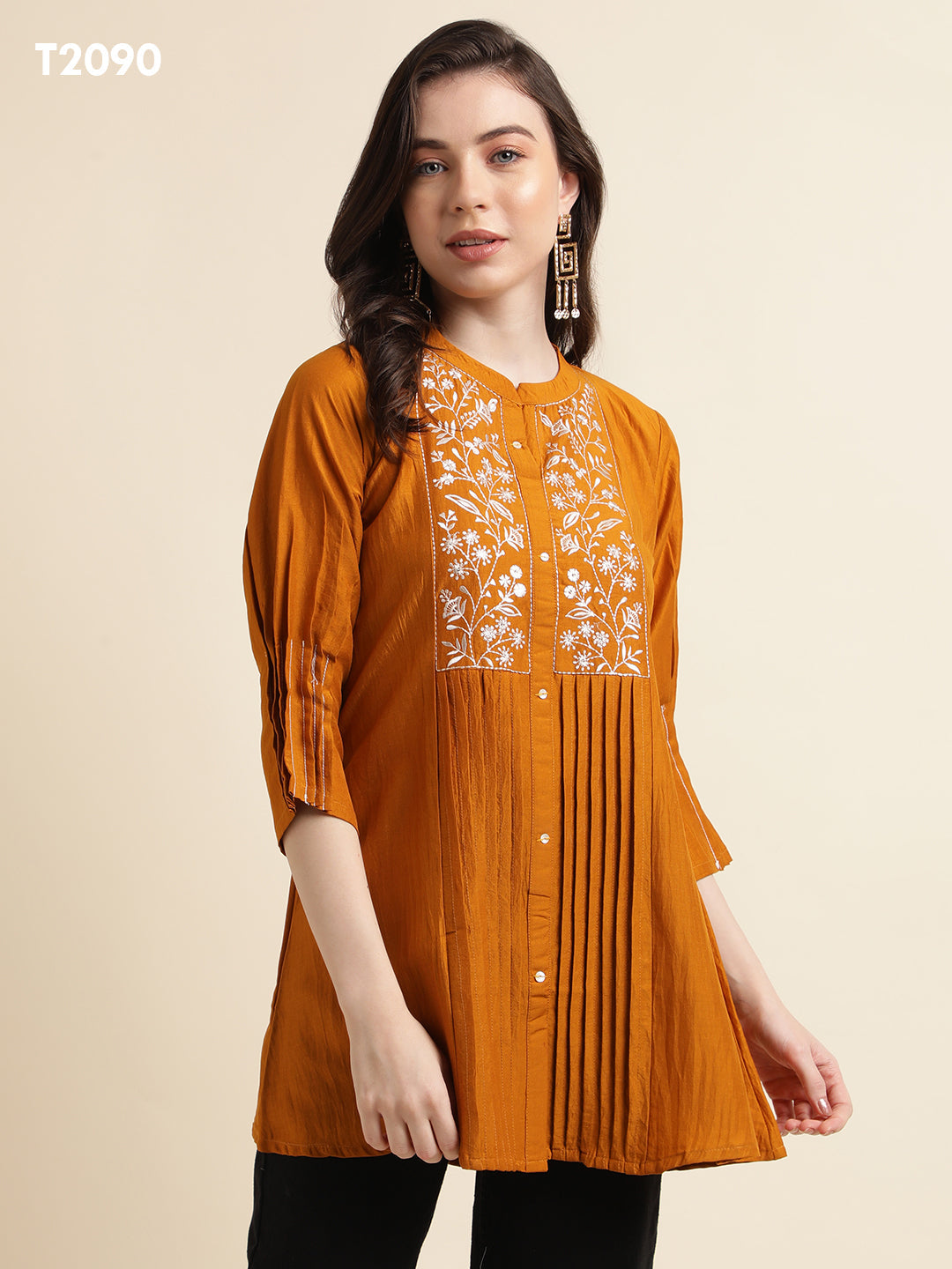 Yellow Embroidered Short Top: Perfect Partywear for Western Style Enthusiasts
