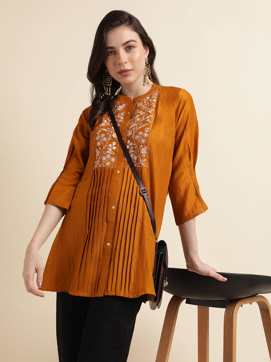 Yellow Embroidered Short Top: Perfect Partywear for Western Style Enthusiasts