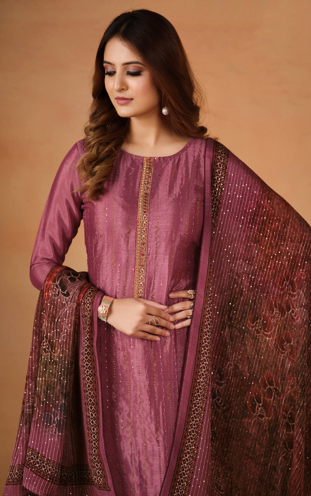 Elegant Pink Chinon Salwar Suit for Weddings and Parties