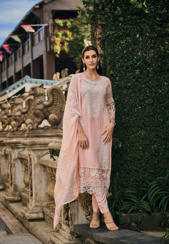 Elegant Pink Organza Salwar Suit with Intricate Embroidery for Weddings & Parties