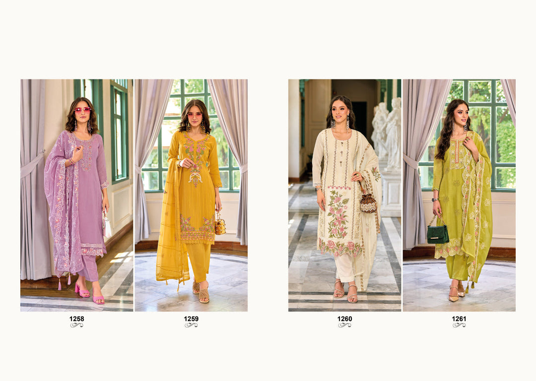 Elegant Yellow Salwar Suit with Hand-Embroidered Organza for Weddings & Parties