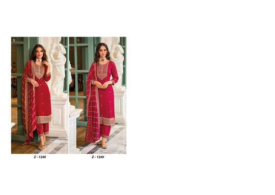 Elegant Red Silk Embroidered Salwar Suit for Weddings and Parties