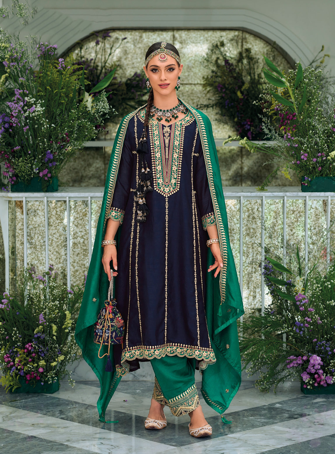 Elegant Blue Silk Salwar Suit: Perfect for Weddings and Partie