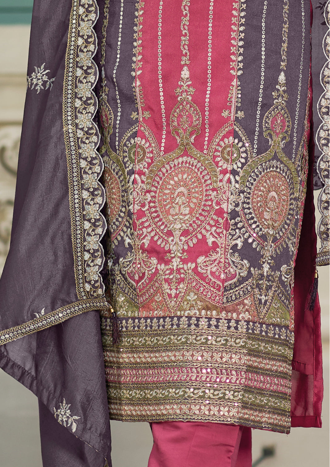 Elegant Pink Silk Embroidered Salwar Suit for Weddings and Parties